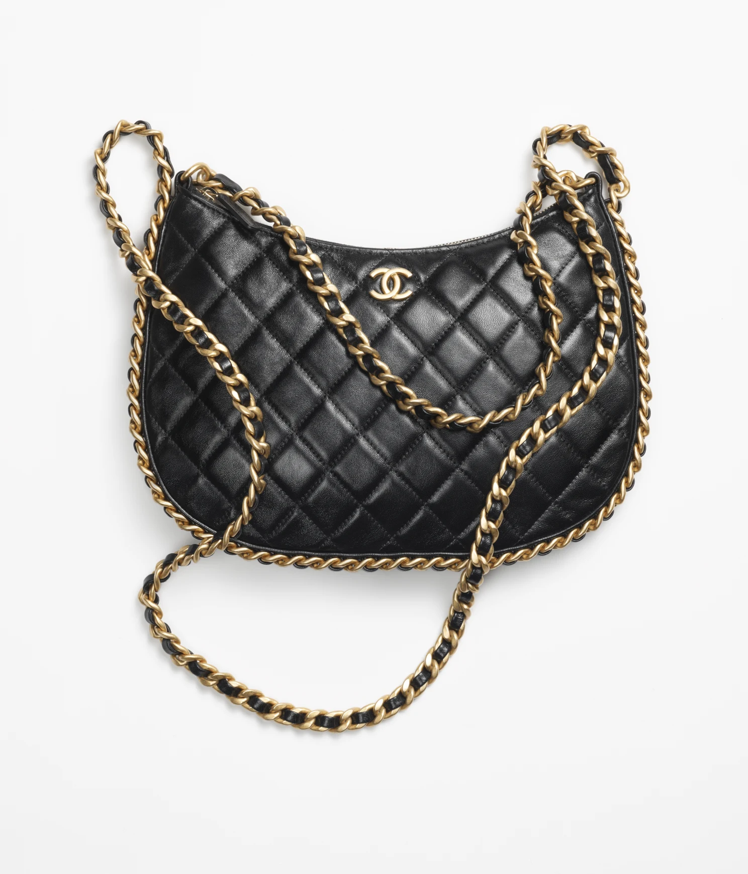 CHANEL / LARGE HOBO BAG Shiny Crumpled Lambskin   Gold-Tone Metal Black Ref.  AS4368 B13699 94305
