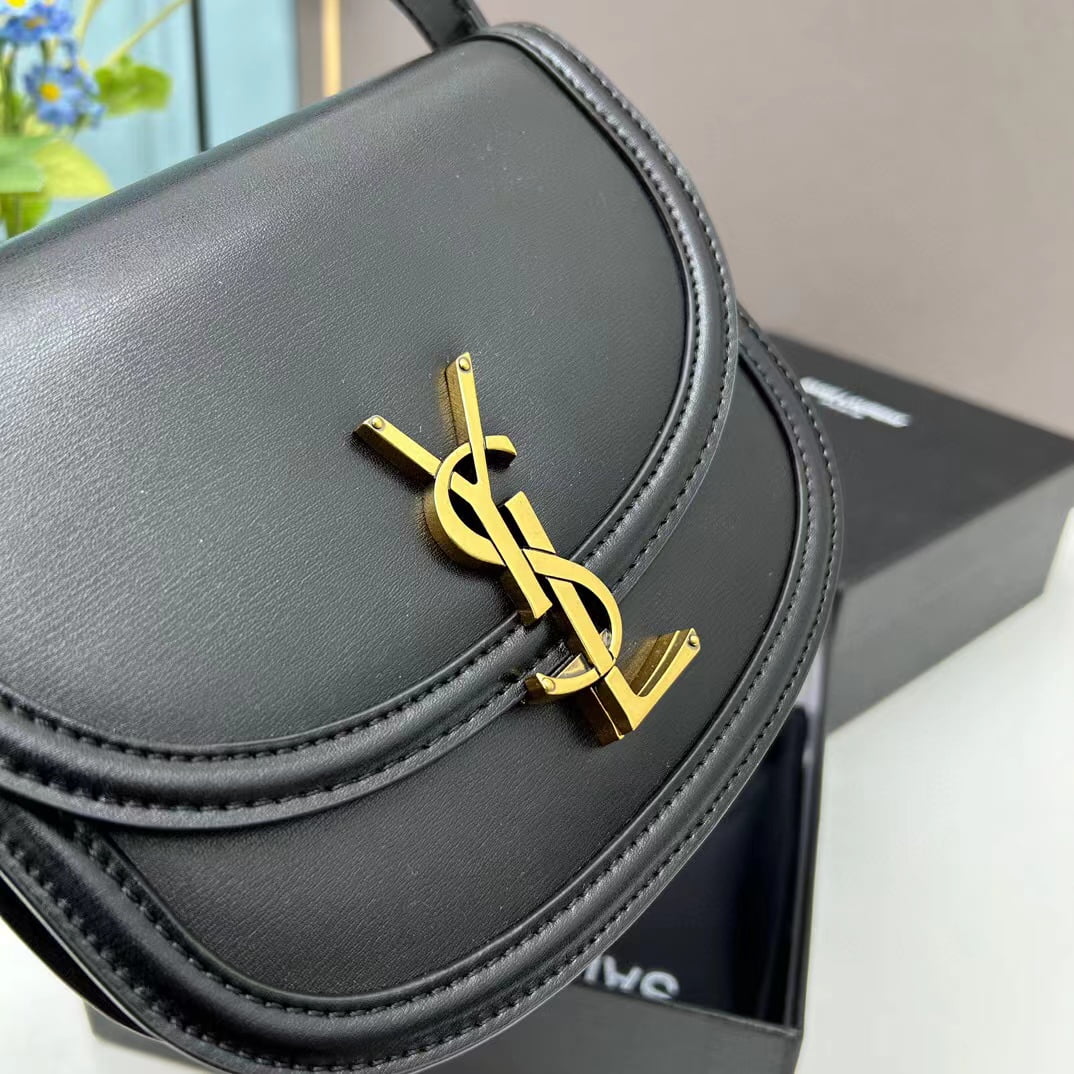 YSL saddle cowhide leather shoulder bag 0233 black size: 19*16*6cm