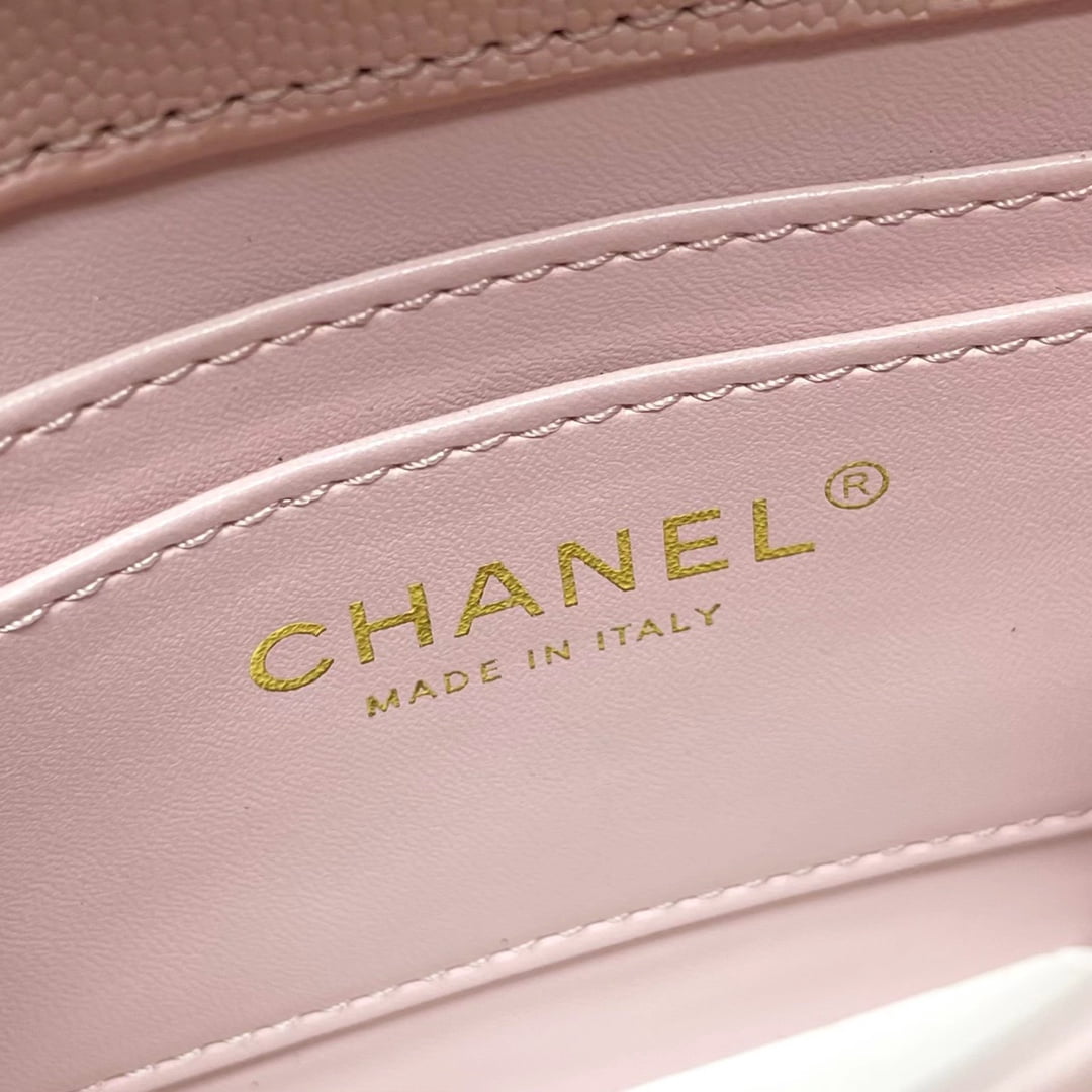 Chanel Black Horse Kelly Lichee cowhide long handle bag 9100 pink size:19*10*4.5cm