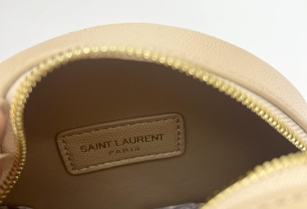 YSL round bun bag with chain strap apricot size: 17cm