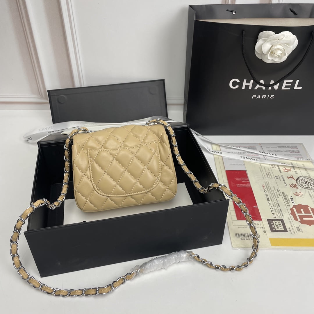 Chanel cf Square Fat 1115 sheepskin leather ginger size: 18*14*7cm