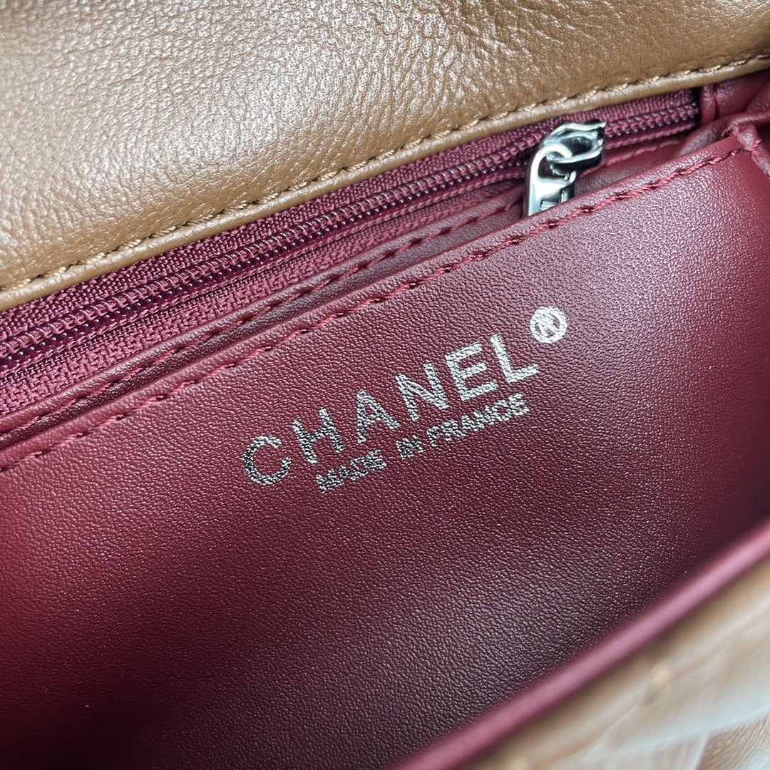 Chanel cf Square Fat 1115 sheepskin leather orange size: 18*14*7cm