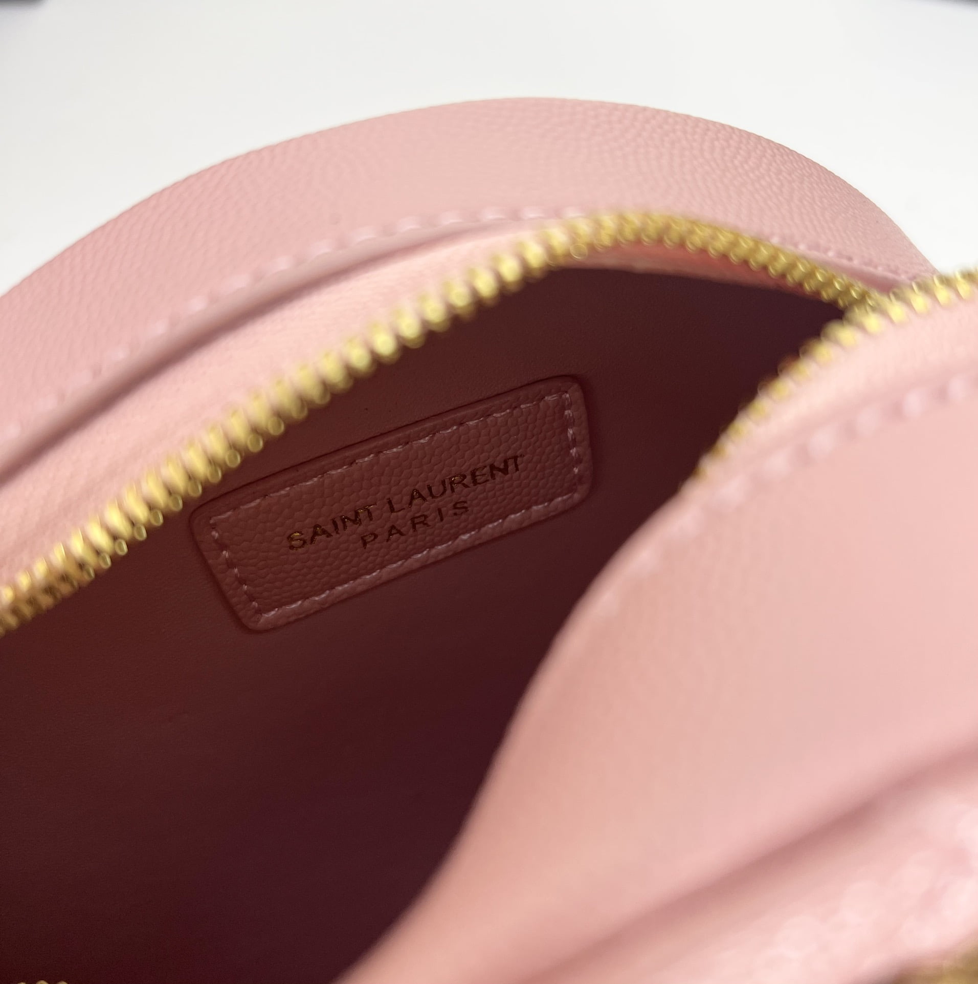 YSL round bun bag with chain strap pink size: 17cm