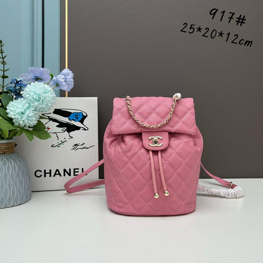Chanel 23s Salzburg cowhide backpack 917 pink size: 25*20*12cm/23*18*10cm