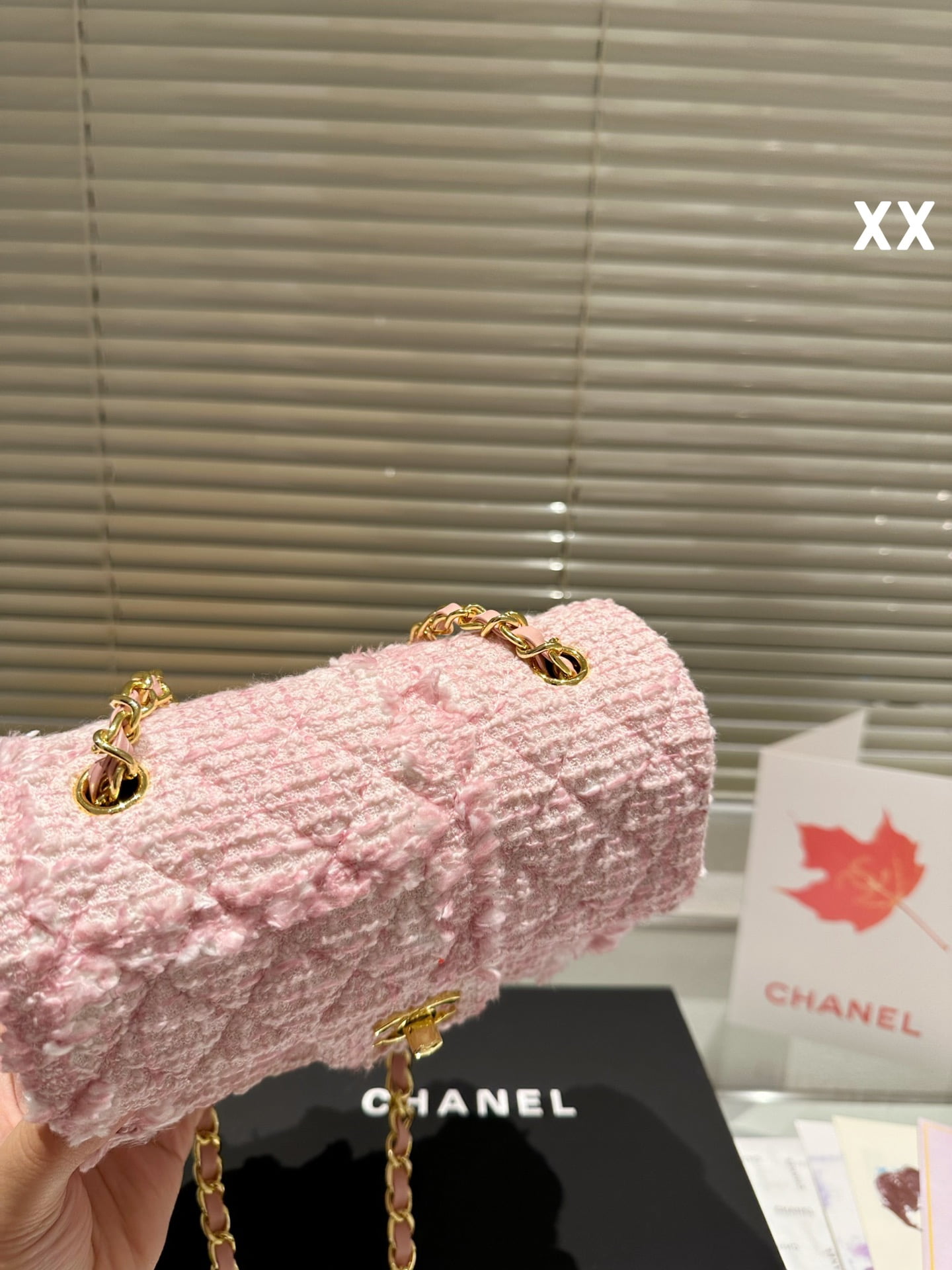 Chanel 22k woolen chain bag pink size: 20*11cm
