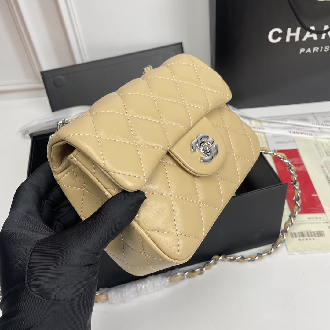Chanel cf Square Fat 1115 sheepskin leather ginger size: 18*14*7cm