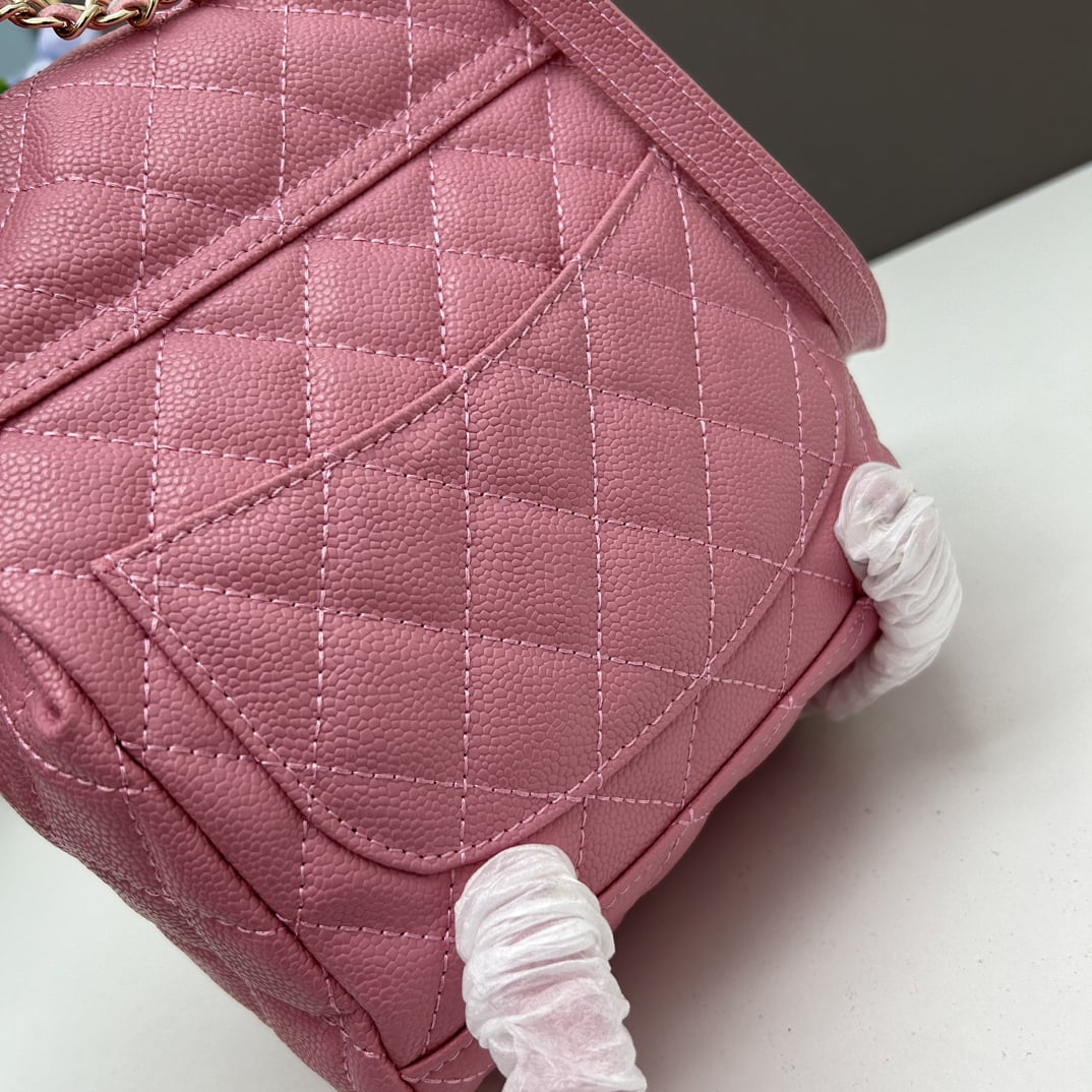 Chanel 23s Salzburg cowhide backpack 917 pink size: 25*20*12cm/23*18*10cm