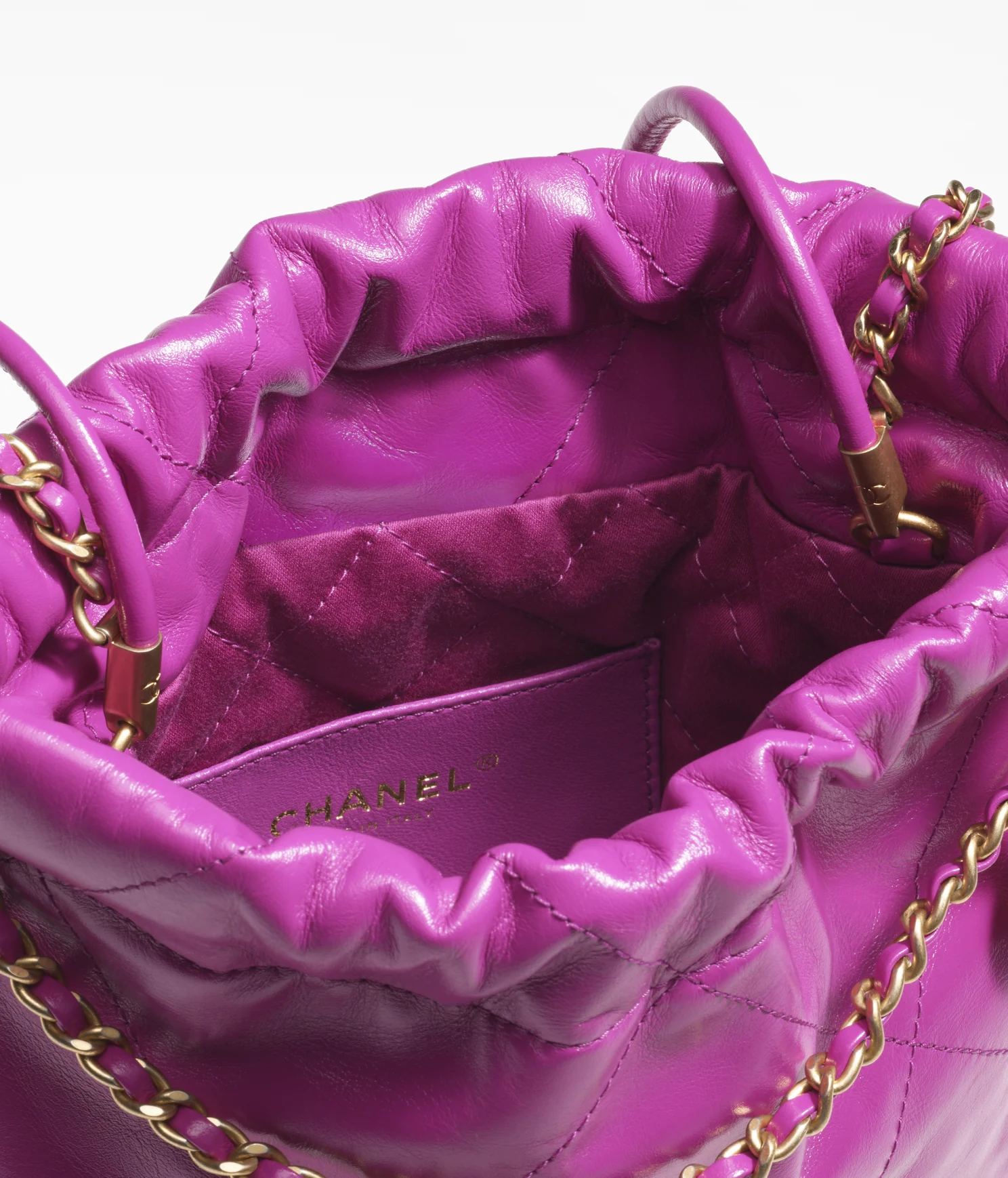CHANEL / CHANEL 22 MINI HANDBAG Shiny Calfskin   Gold-Tone Metal Purple Ref.  AS3980 B08037 NQ338