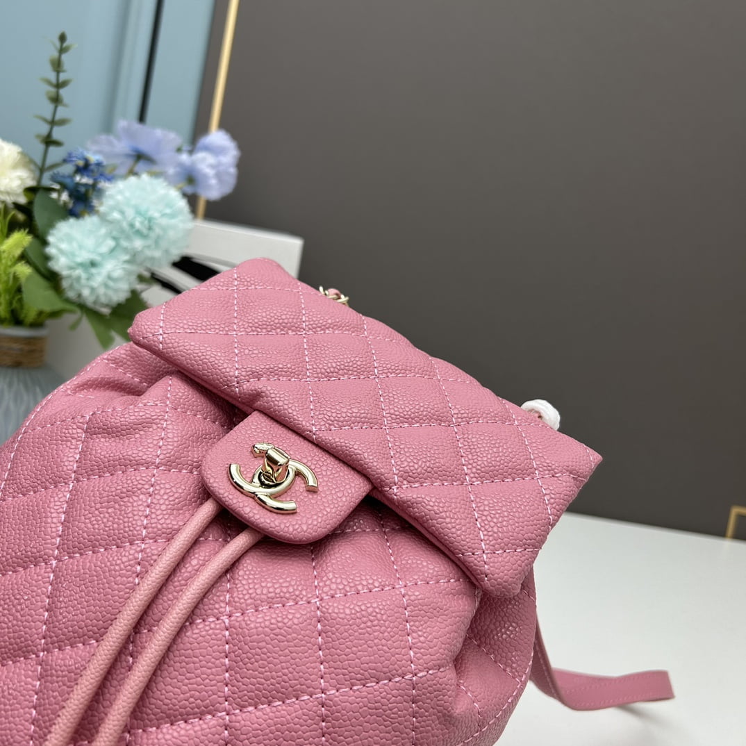Chanel 23s Salzburg cowhide backpack 917 pink size: 25*20*12cm/23*18*10cm
