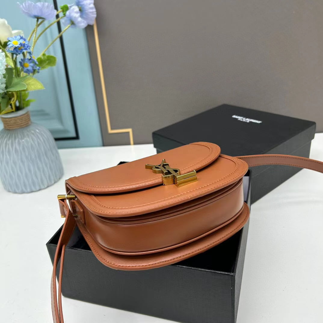 YSL saddle cowhide leather shoulder bag 0233 brown size: 19*16*6cm