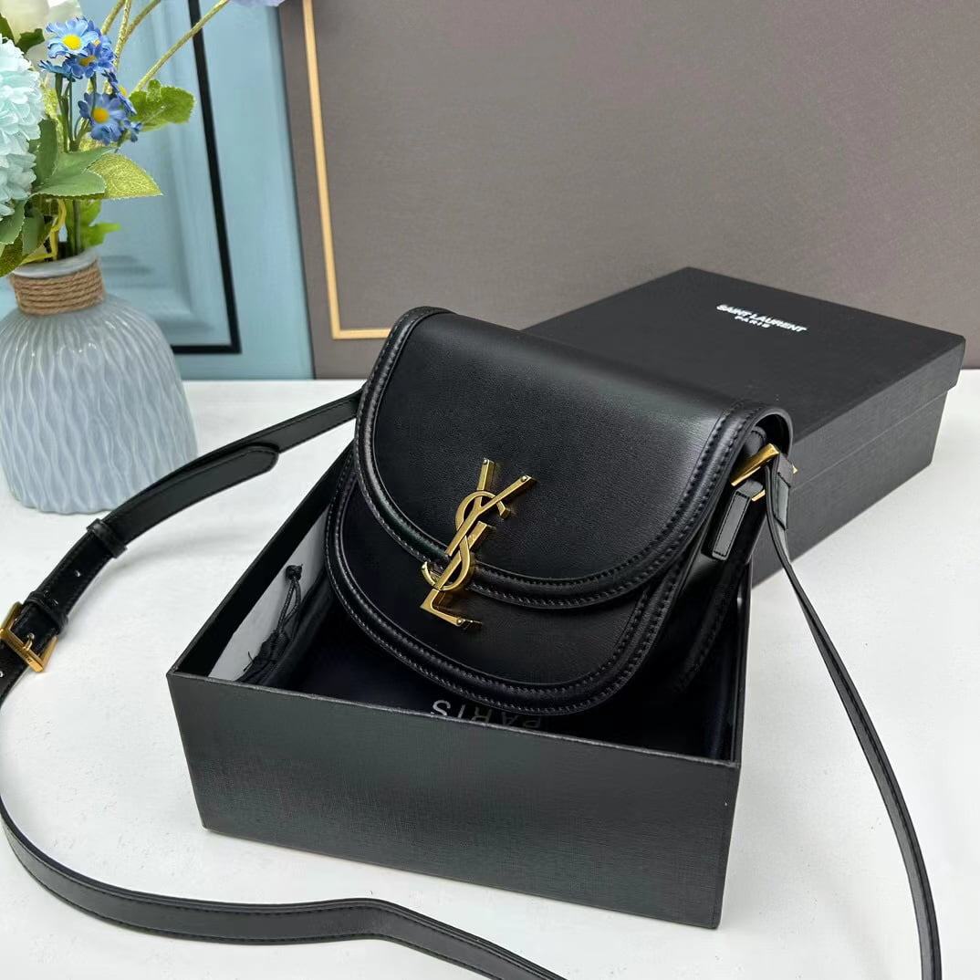 YSL saddle cowhide leather shoulder bag 0233 black size: 19*16*6cm