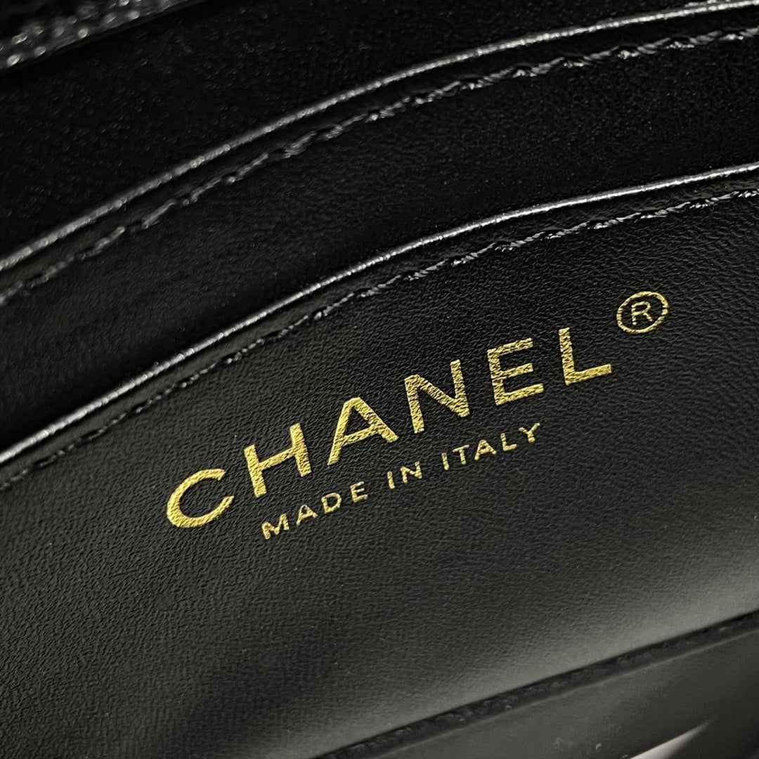 Chanel Black Horse Kelly Lichee cowhide long handle bag 9100 black size:19*10*4.5cm