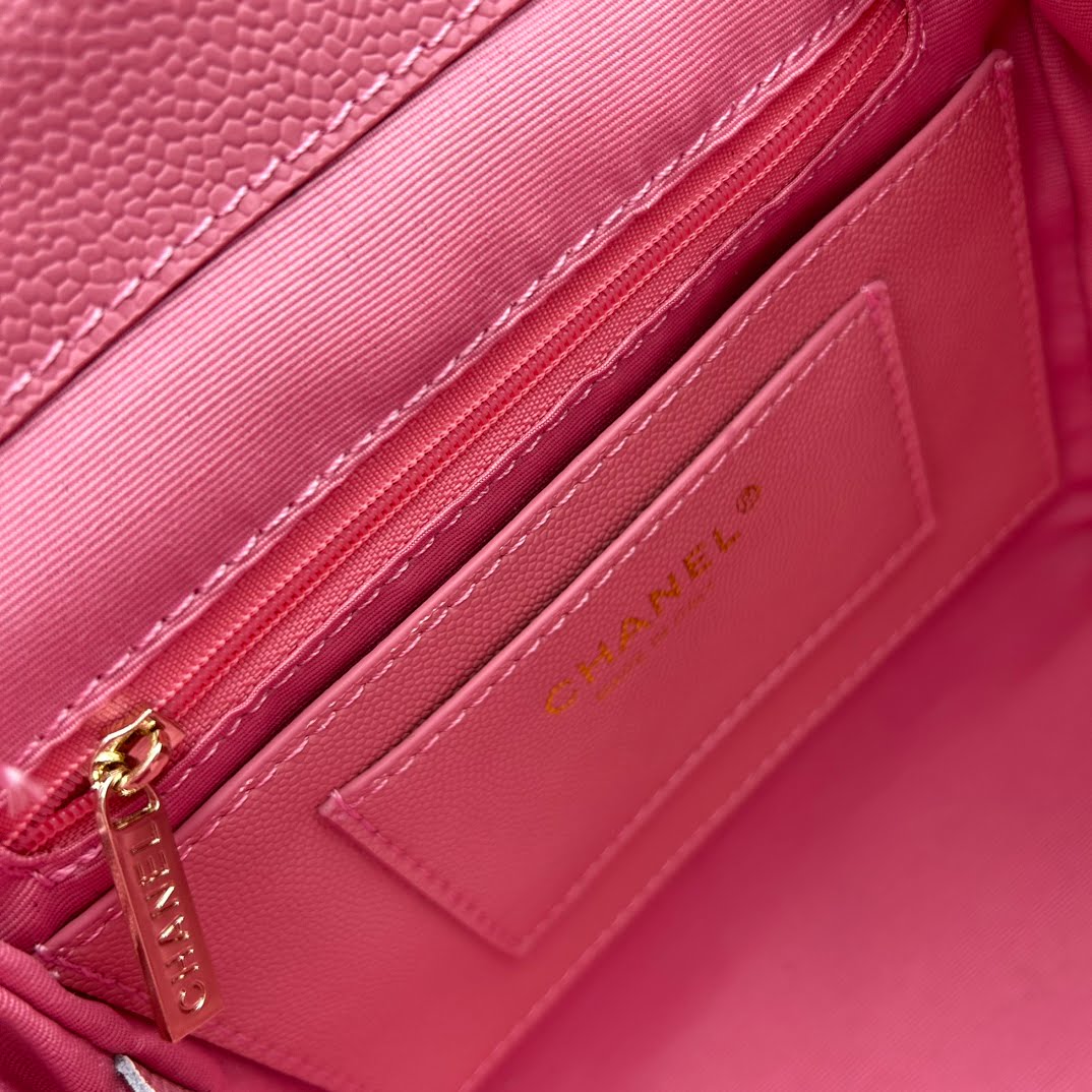 Chanel 23s Salzburg cowhide backpack 917 pink size: 25*20*12cm/23*18*10cm