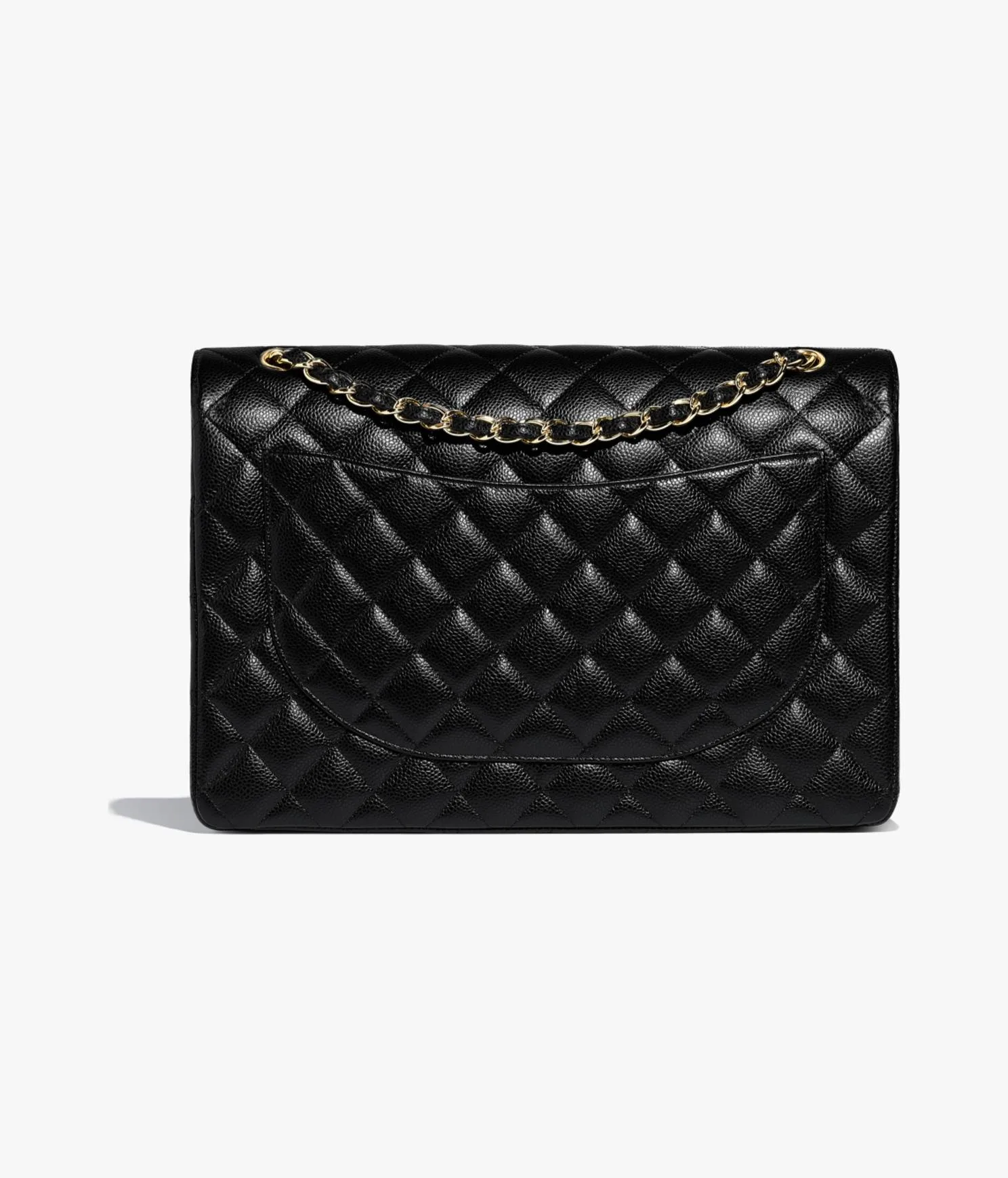 CHANEL / MAXI CLASSIC HANDBAG Grained Calfskin   Gold-Tone Metal Black