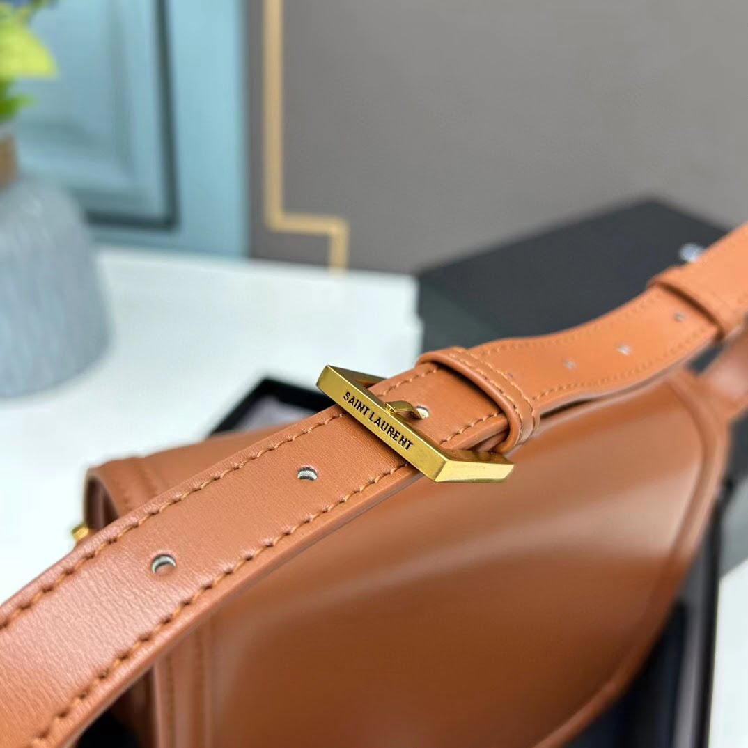 YSL saddle cowhide leather shoulder bag 0233 brown size: 19*16*6cm