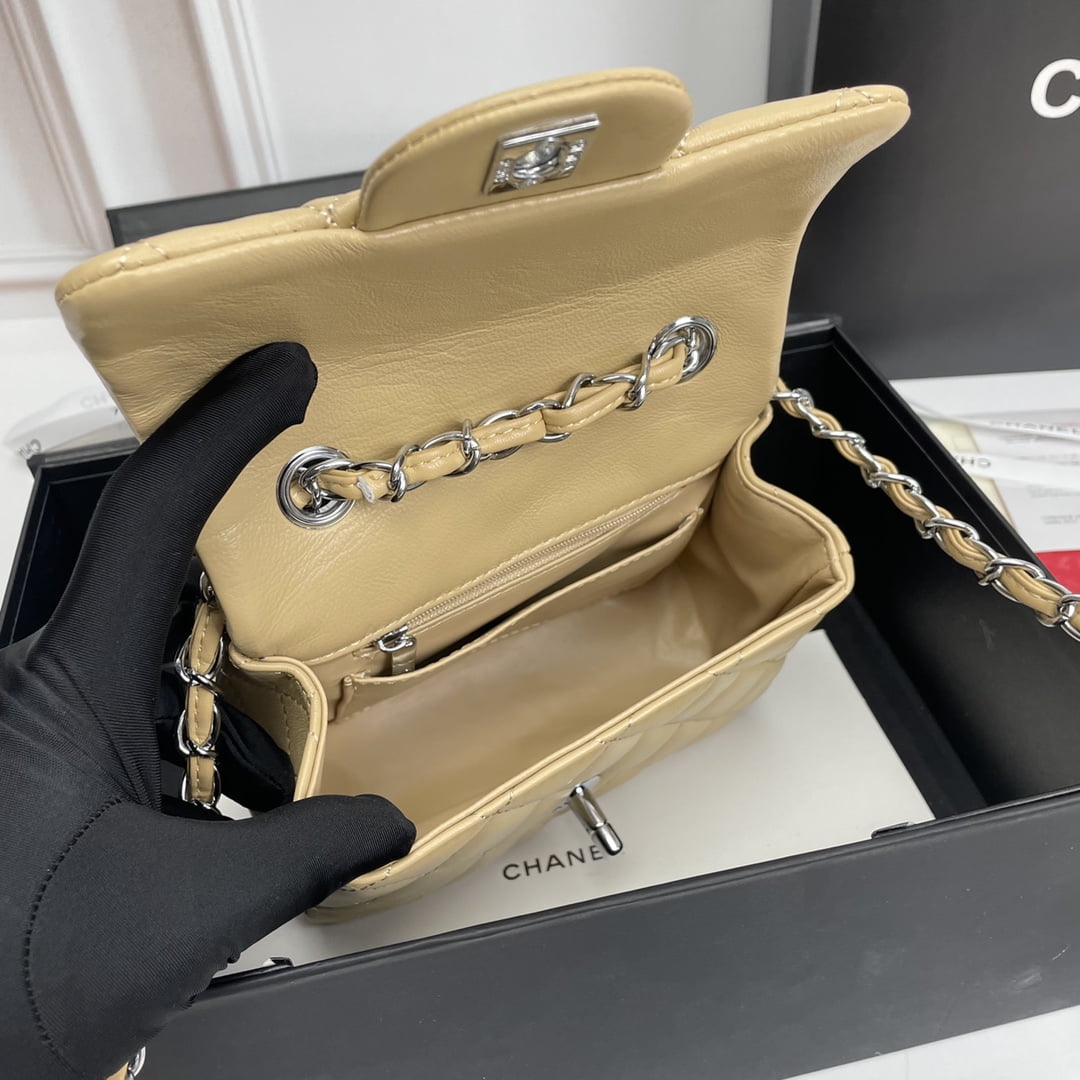 Chanel cf Square Fat 1115 sheepskin leather ginger size: 18*14*7cm