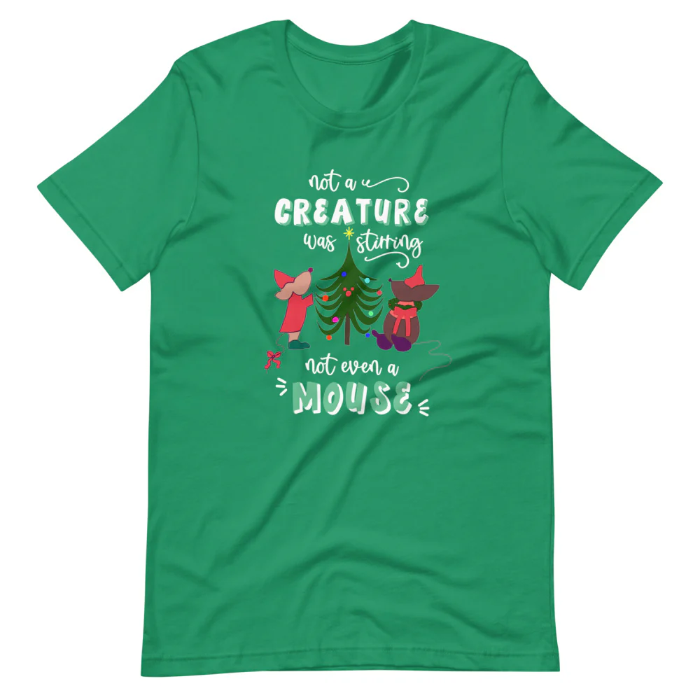 Disney Christmas Jaq and Gus T-Shirt Disney Cinderella Christmas Disney Shirt Christmas Tree Short-Sleeve Unisex T-Shirt