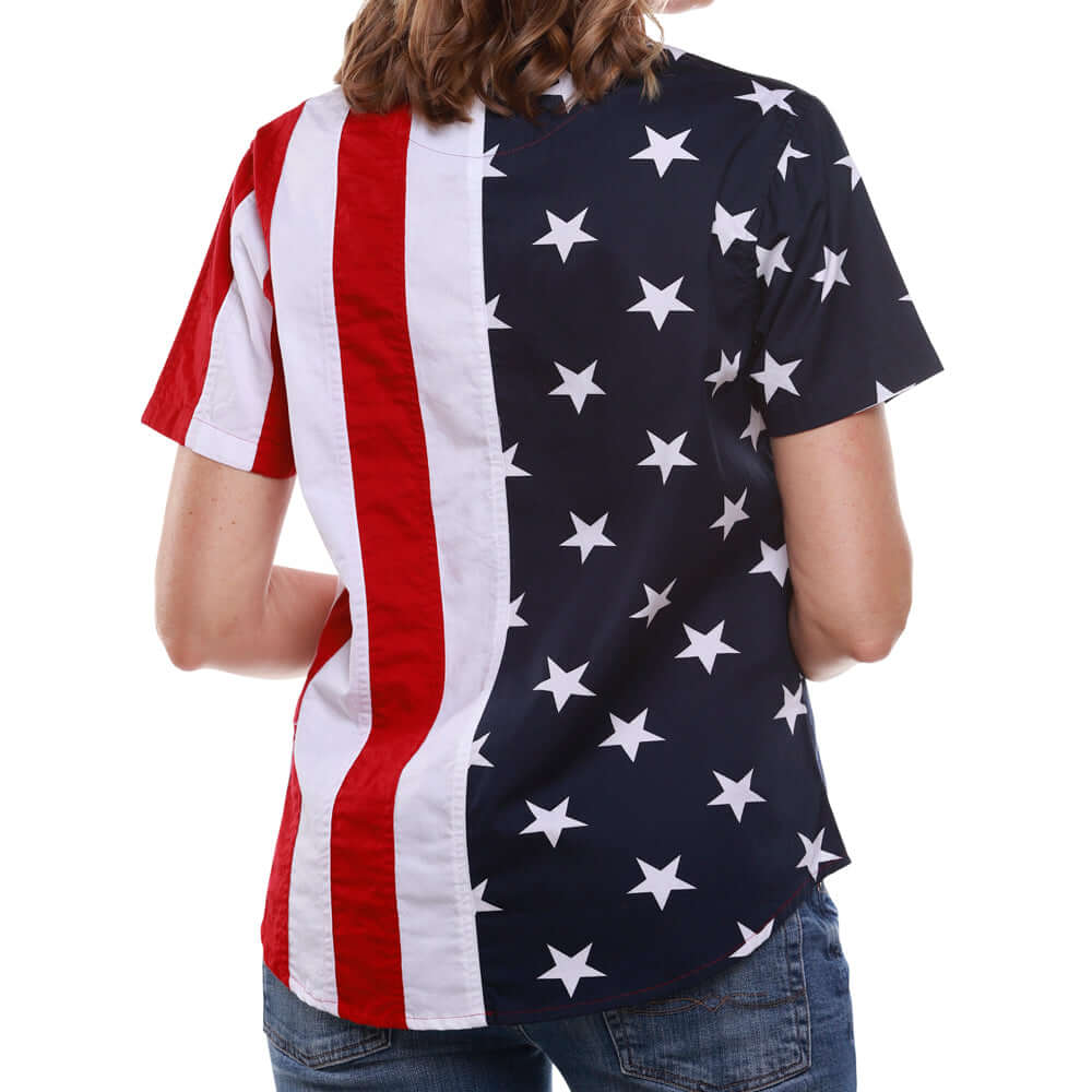 Women's Stars and Stripes 100% Cotton Short Sleeve Top