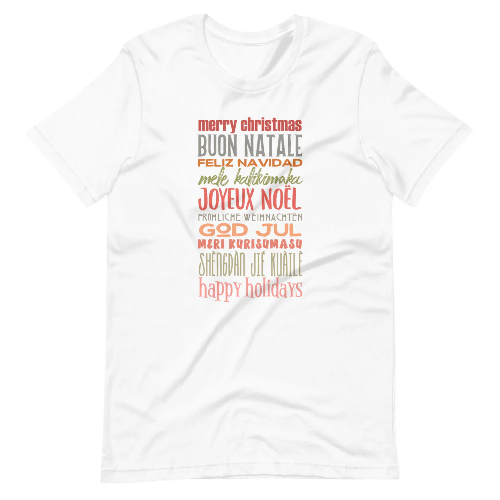 Christmas Greetings T-Shirt World Showcase Disney Shirt Many Languages EPCOT Word T-Shirt