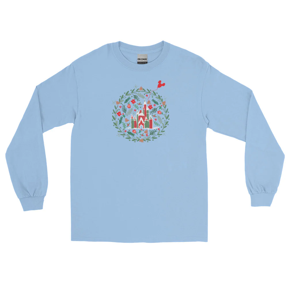 Cinderella's Castle Christmas Long Sleeve Shirt Christmas Garden Disney Holiday Long Sleeve Shirt