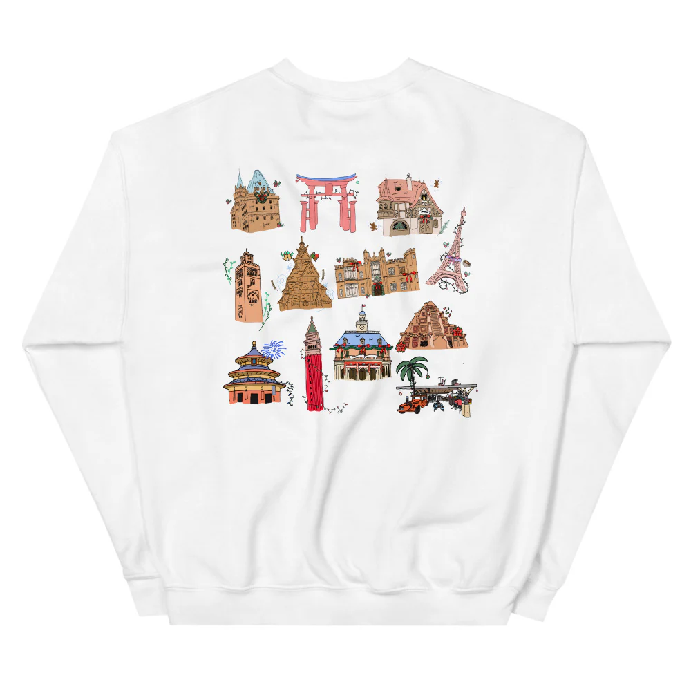Epcot Holiday Sweatshirt Joy to the World Showcase Christmas Unisex Crew Sweatshirt