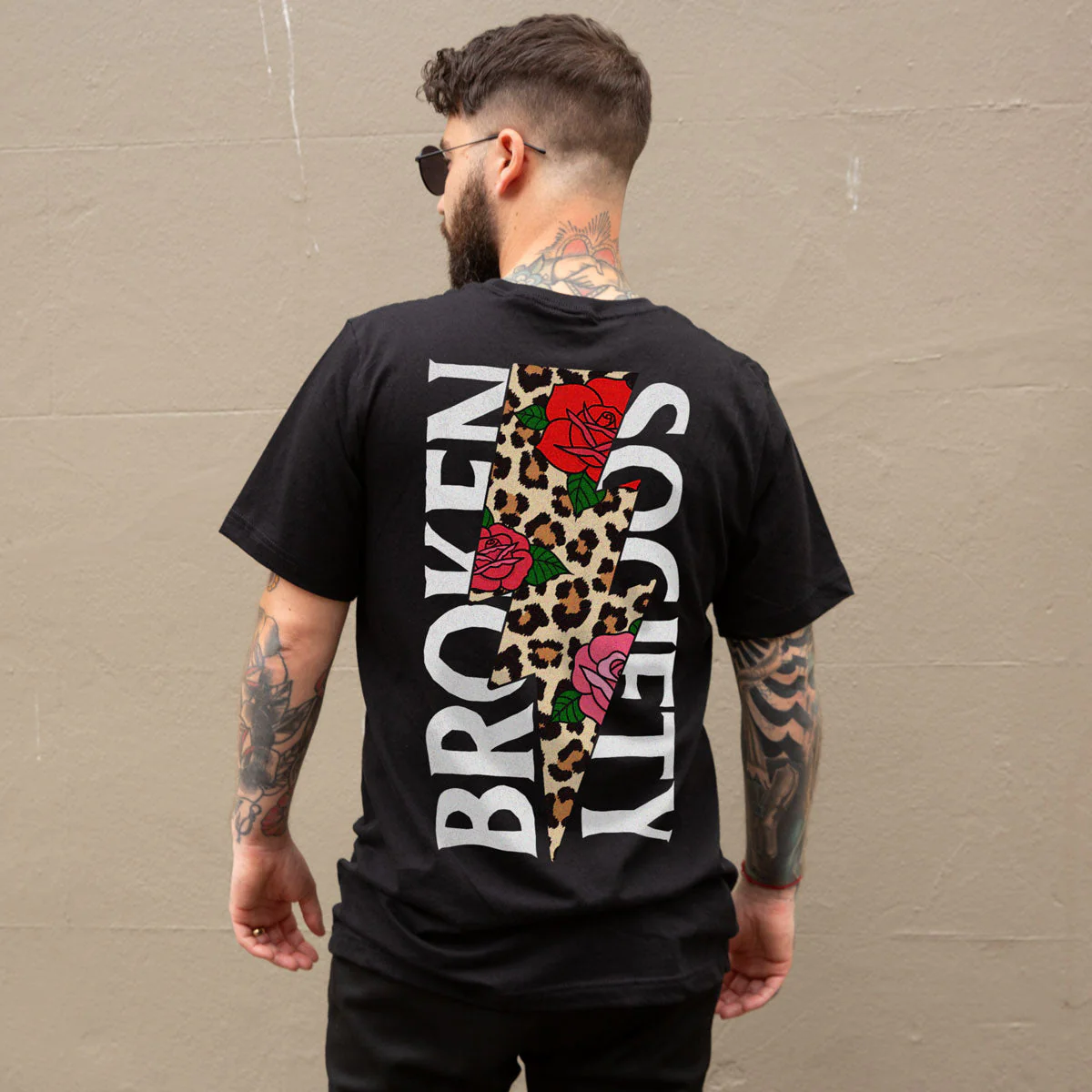T-Shirt mit Rosen- und Tiermuster (Unisex)