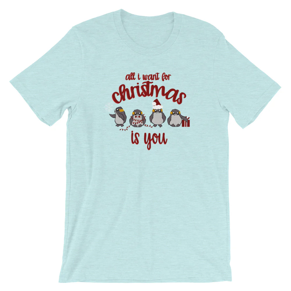 Christmas Star Wars Porg Unisex T-Shirt, All I want for Christmas is You.  Disney Inspired Tee