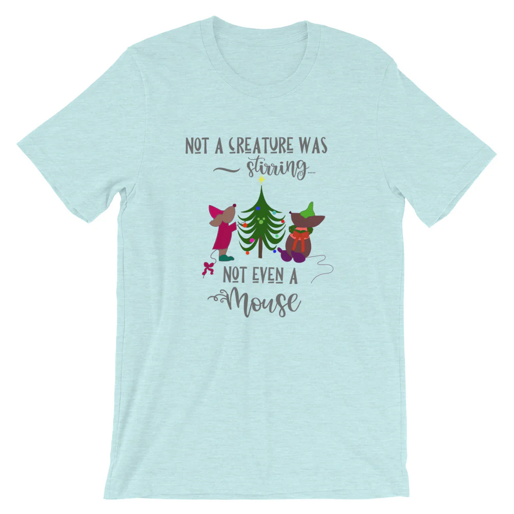 Disney Christmas Cinderella Jaq and Gus T-Shirt Disney Shirt Christmas Tree Short-Sleeve Unisex T-Shirt