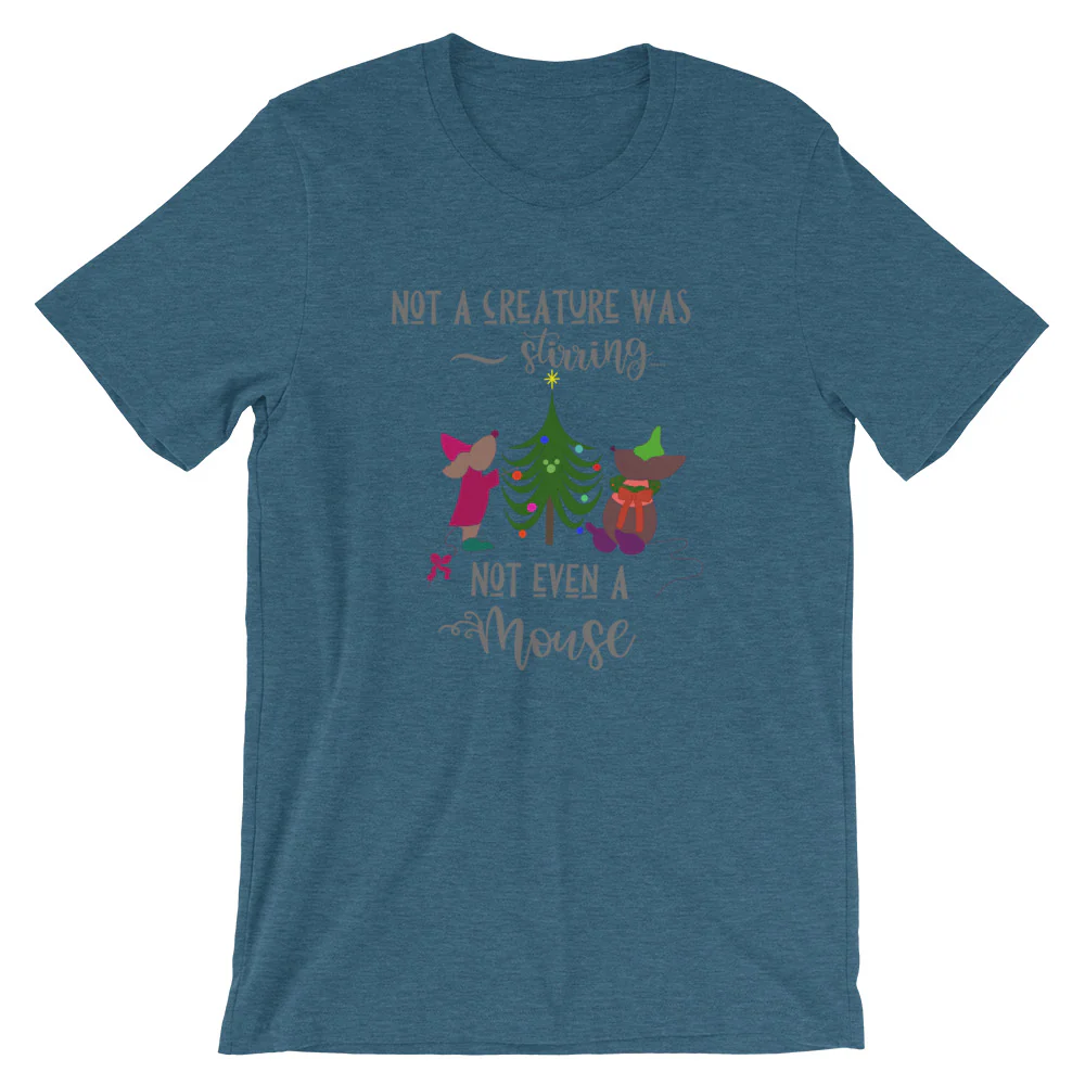 Disney Christmas Cinderella Jaq and Gus T-Shirt Disney Shirt Christmas Tree Short-Sleeve Unisex T-Shirt