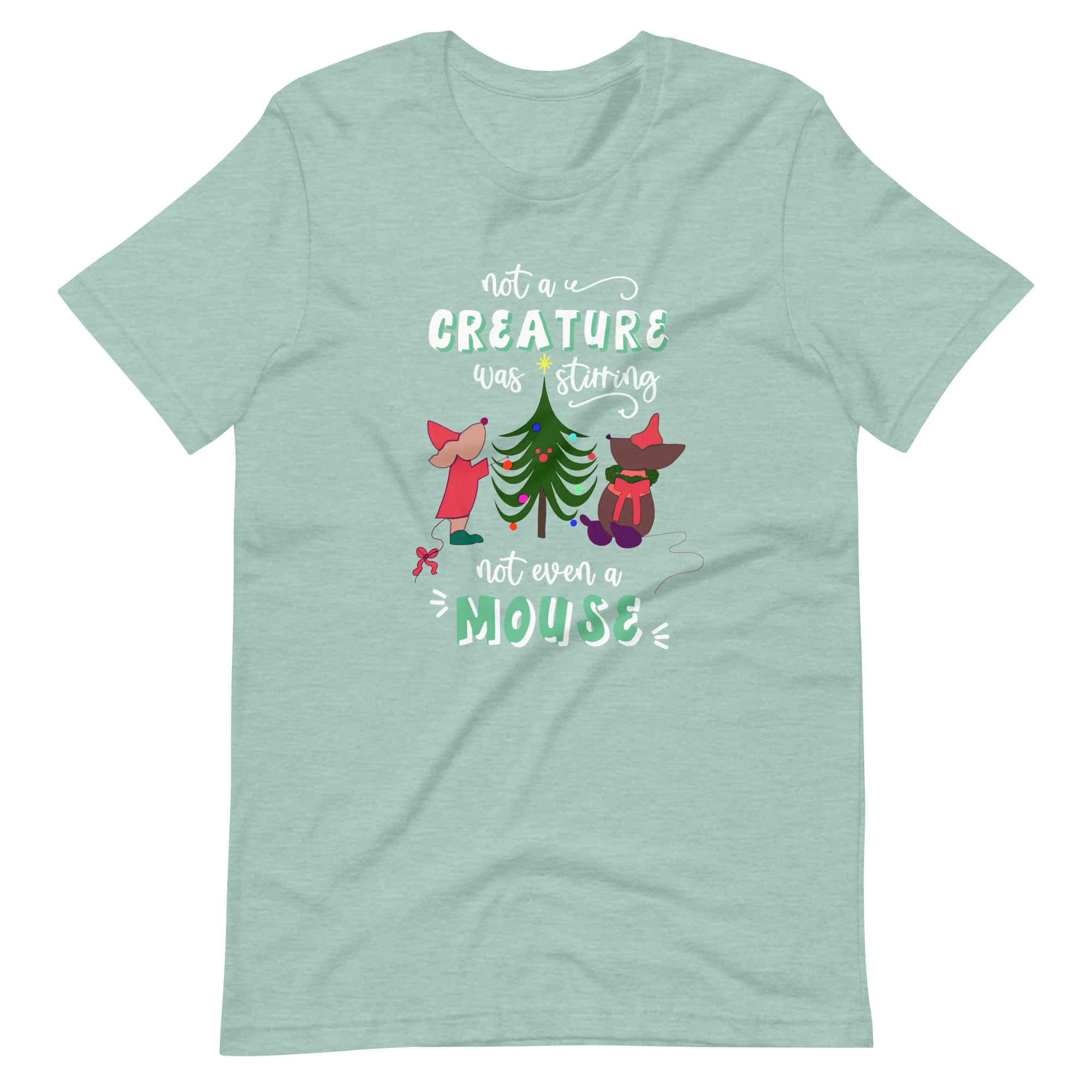 Disney Christmas Jaq and Gus T-Shirt Disney Cinderella Christmas Disney Shirt Christmas Tree Short-Sleeve Unisex T-Shirt