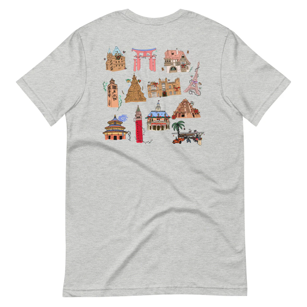 Epcot Holiday T-Shirt Joy to the World Showcase Christmas Short-Sleeve Unisex T-Shirt