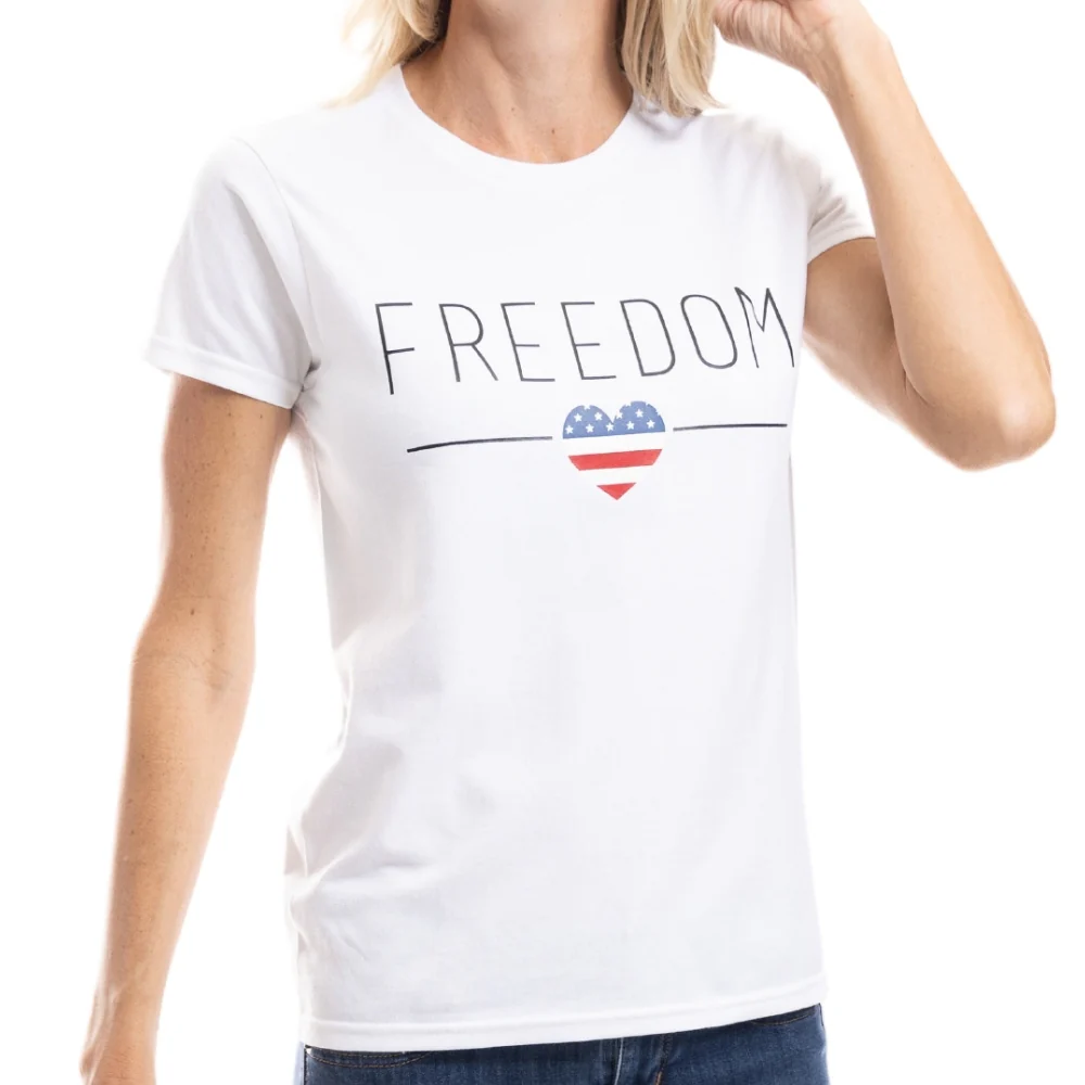 Women's Freedom Flag Heart T-Shirt