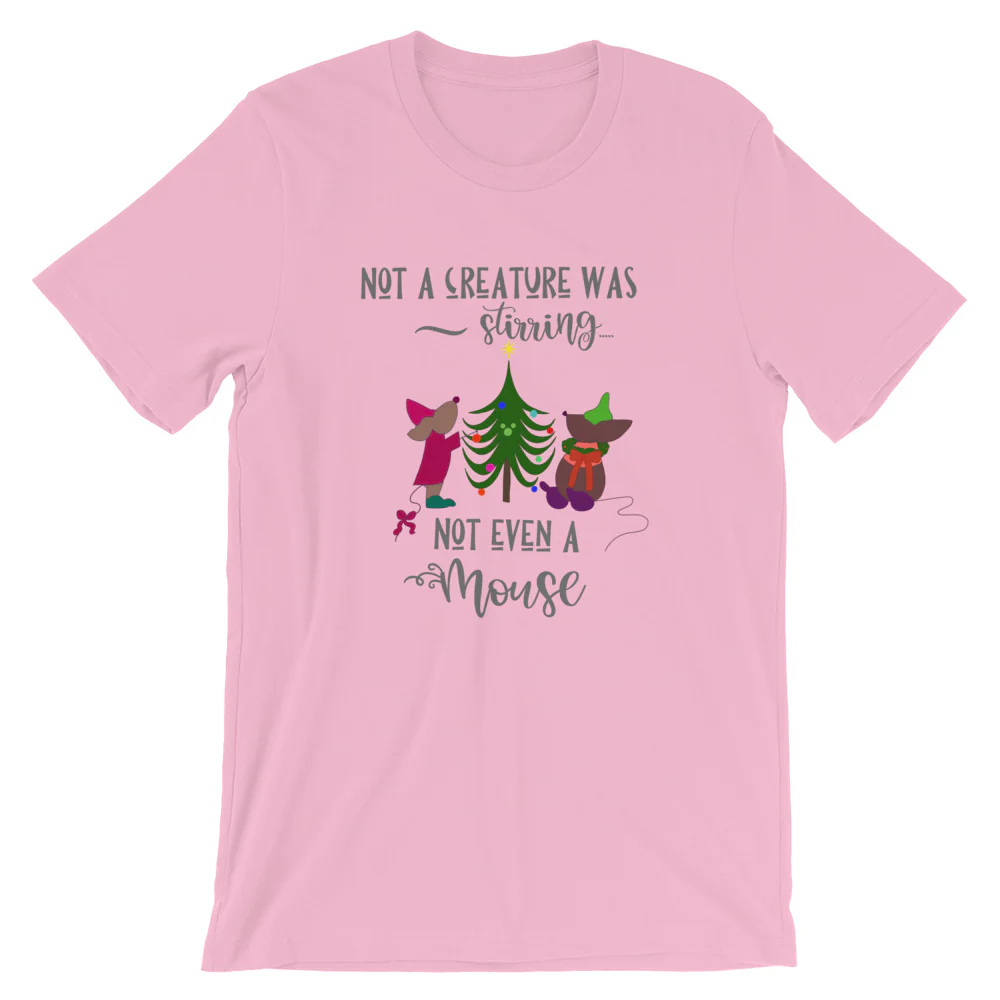 Disney Christmas Cinderella Jaq and Gus T-Shirt Disney Shirt Christmas Tree Short-Sleeve Unisex T-Shirt