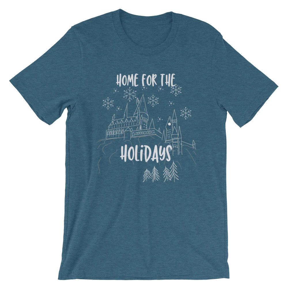 Home for the Holidays T-shirt Magical Christmas Castle Holiday Snowfall T-Shirt