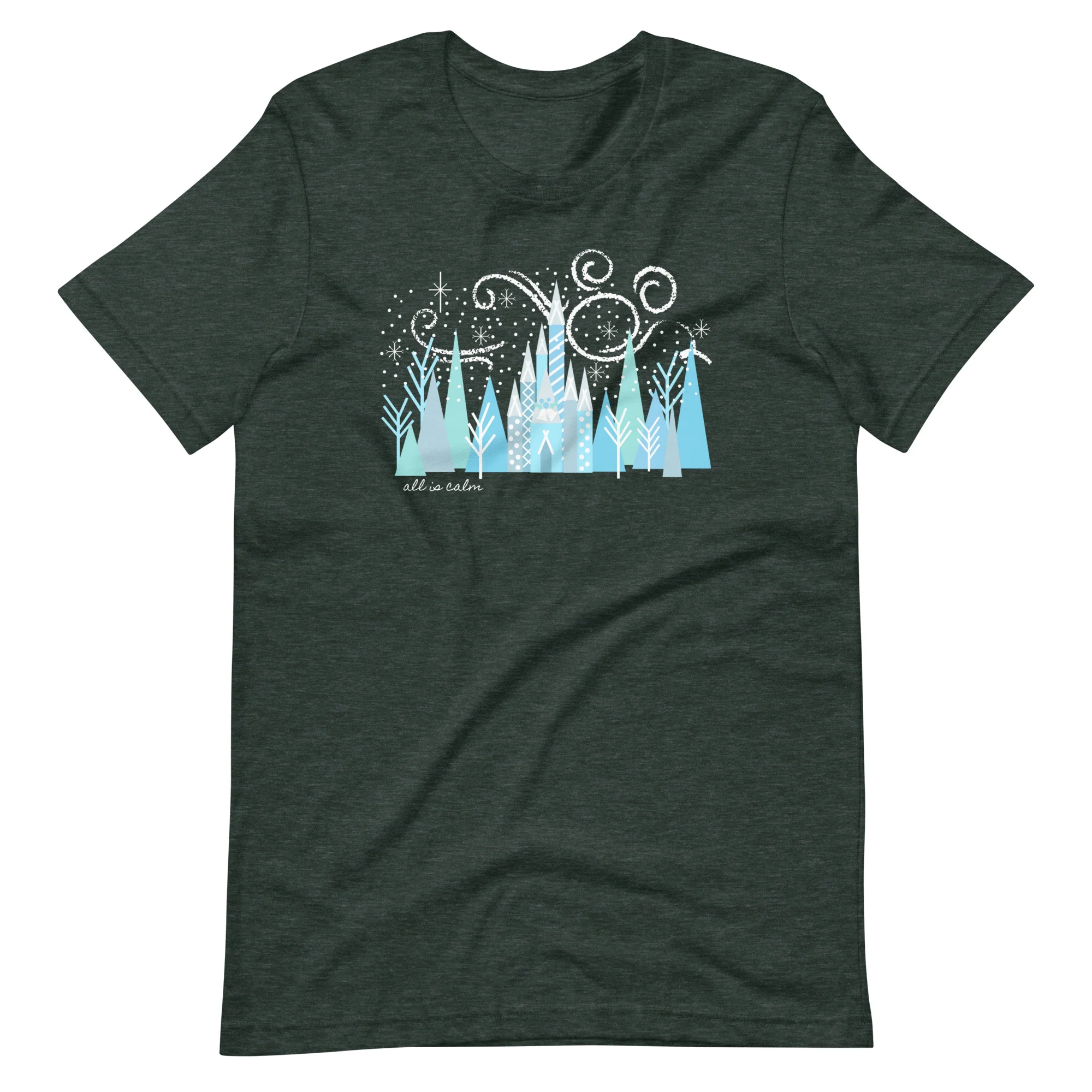Disney Christmas Castle All is Calm T-Shirt Hidden Mickey Christmas T-Shirt