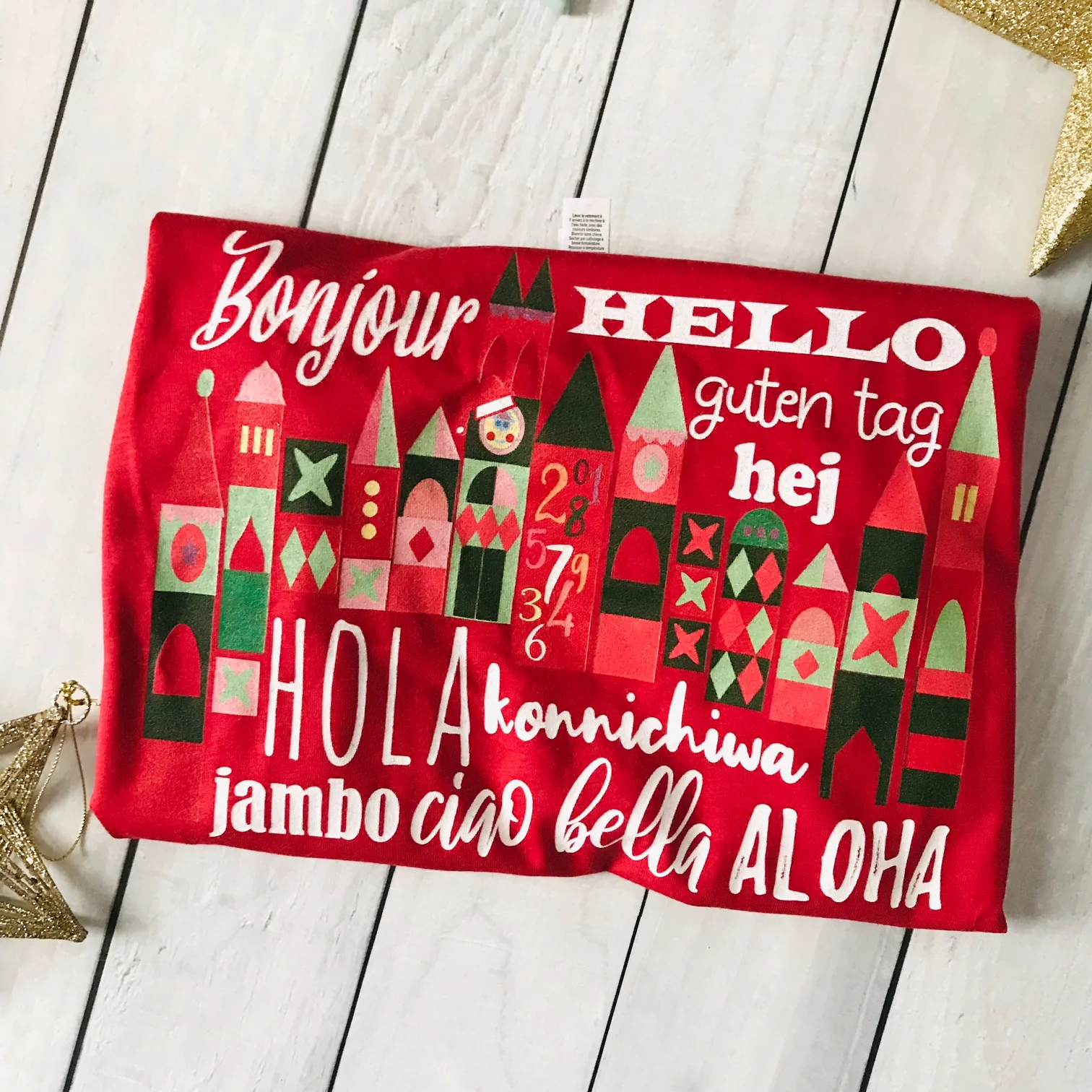 Small World Holiday T-Shirt Disney Small World Many Languages Christmas T-Shirt