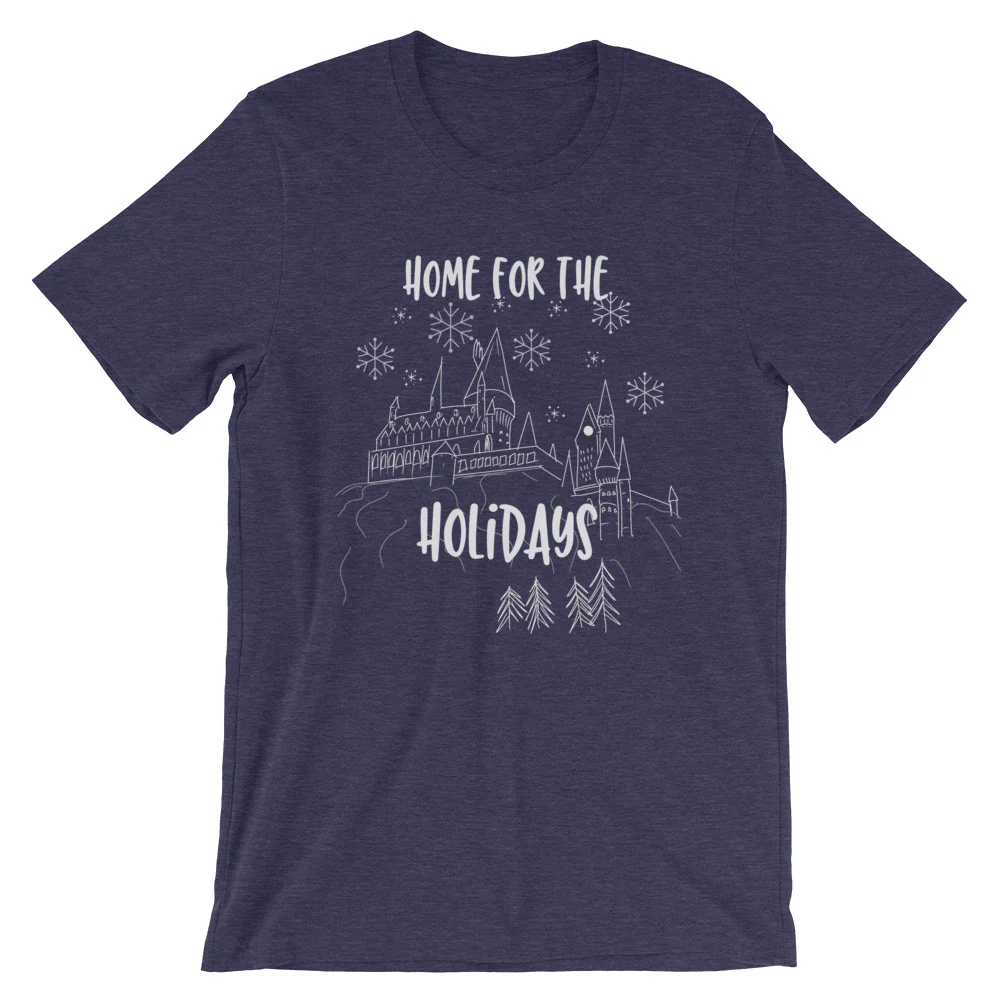 Home for the Holidays T-shirt Magical Christmas Castle Holiday Snowfall T-Shirt