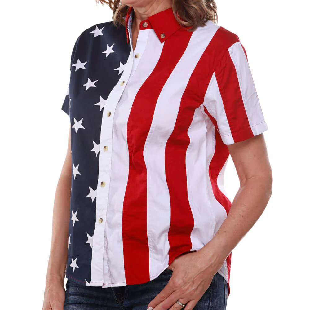 Women's Stars and Stripes 100% Cotton Short Sleeve Top