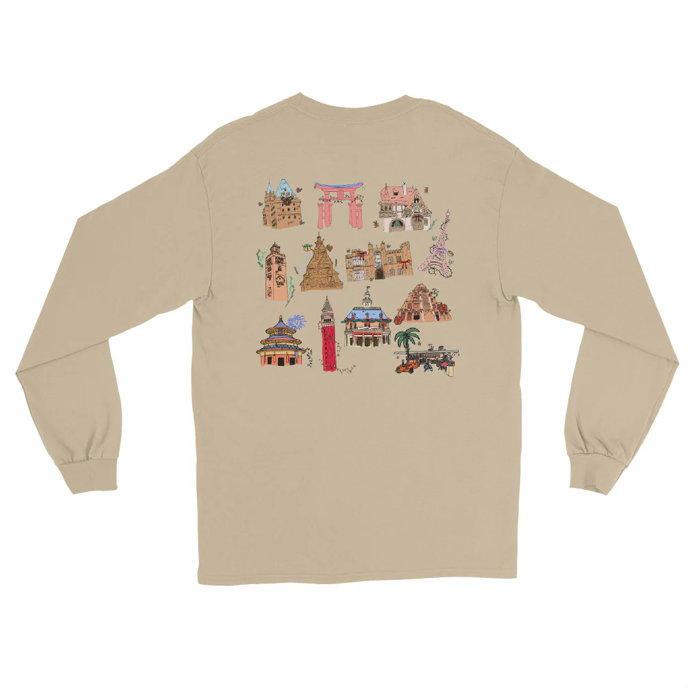 Epcot Holiday Long Sleeve Joy to the World Showcase Christmas Men__ Long Sleeve Shirt