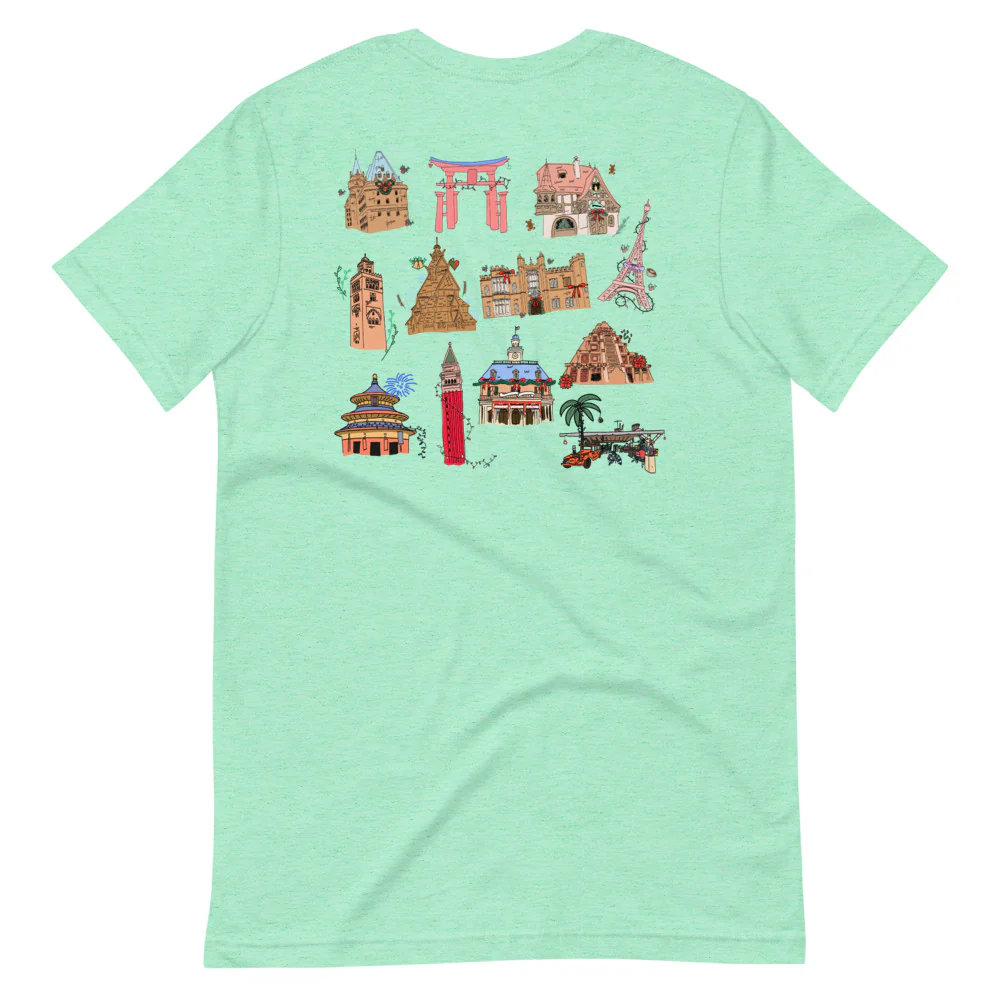 Epcot Holiday T-Shirt Joy to the World Showcase Christmas Short-Sleeve Unisex T-Shirt