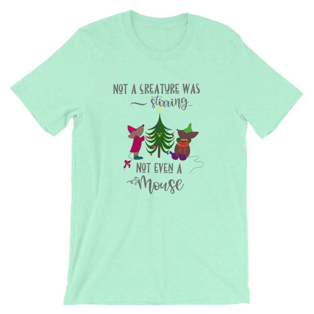 Disney Christmas Cinderella Jaq and Gus T-Shirt Disney Shirt Christmas Tree Short-Sleeve Unisex T-Shirt