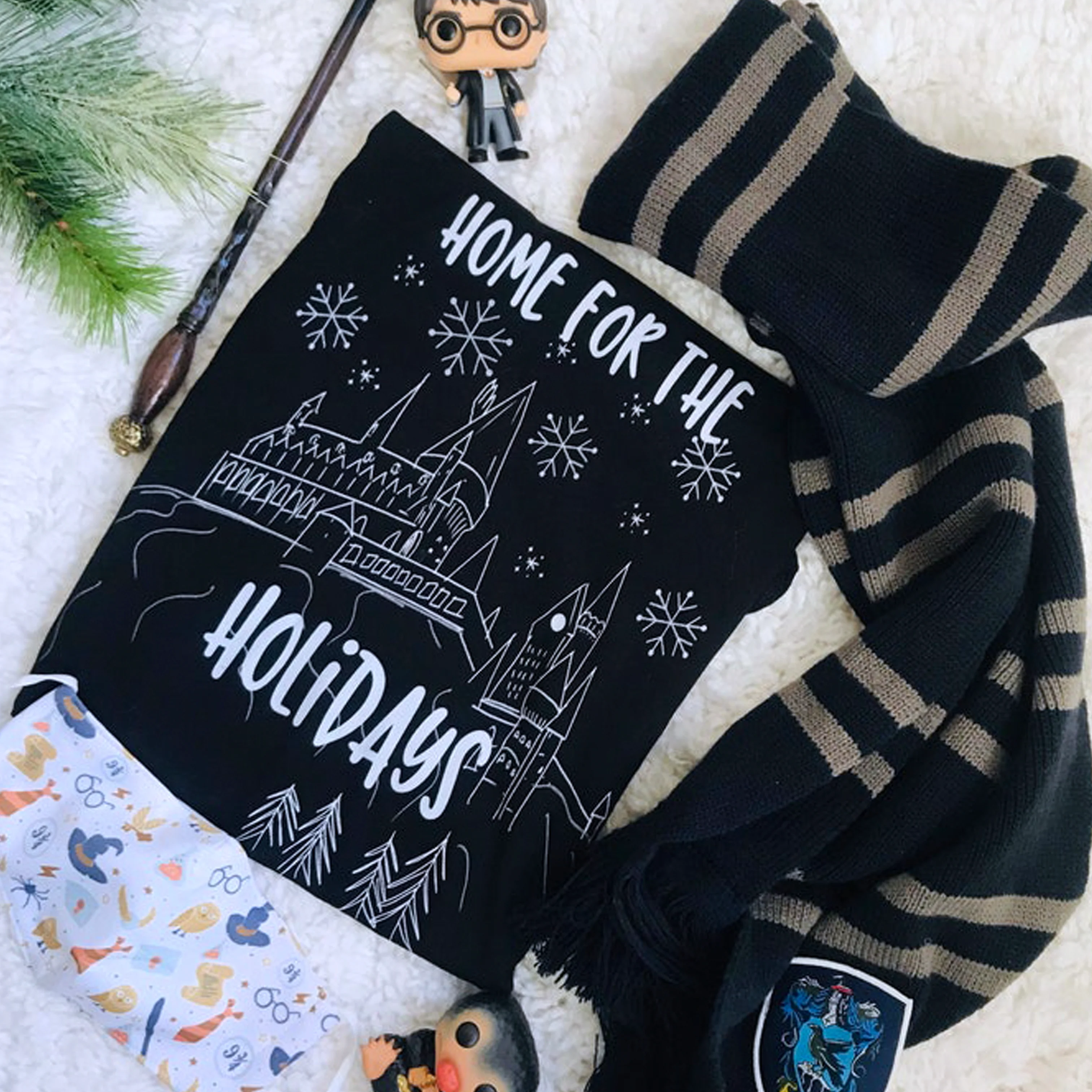 Home for the Holidays T-shirt Magical Christmas Castle Holiday Snowfall T-Shirt