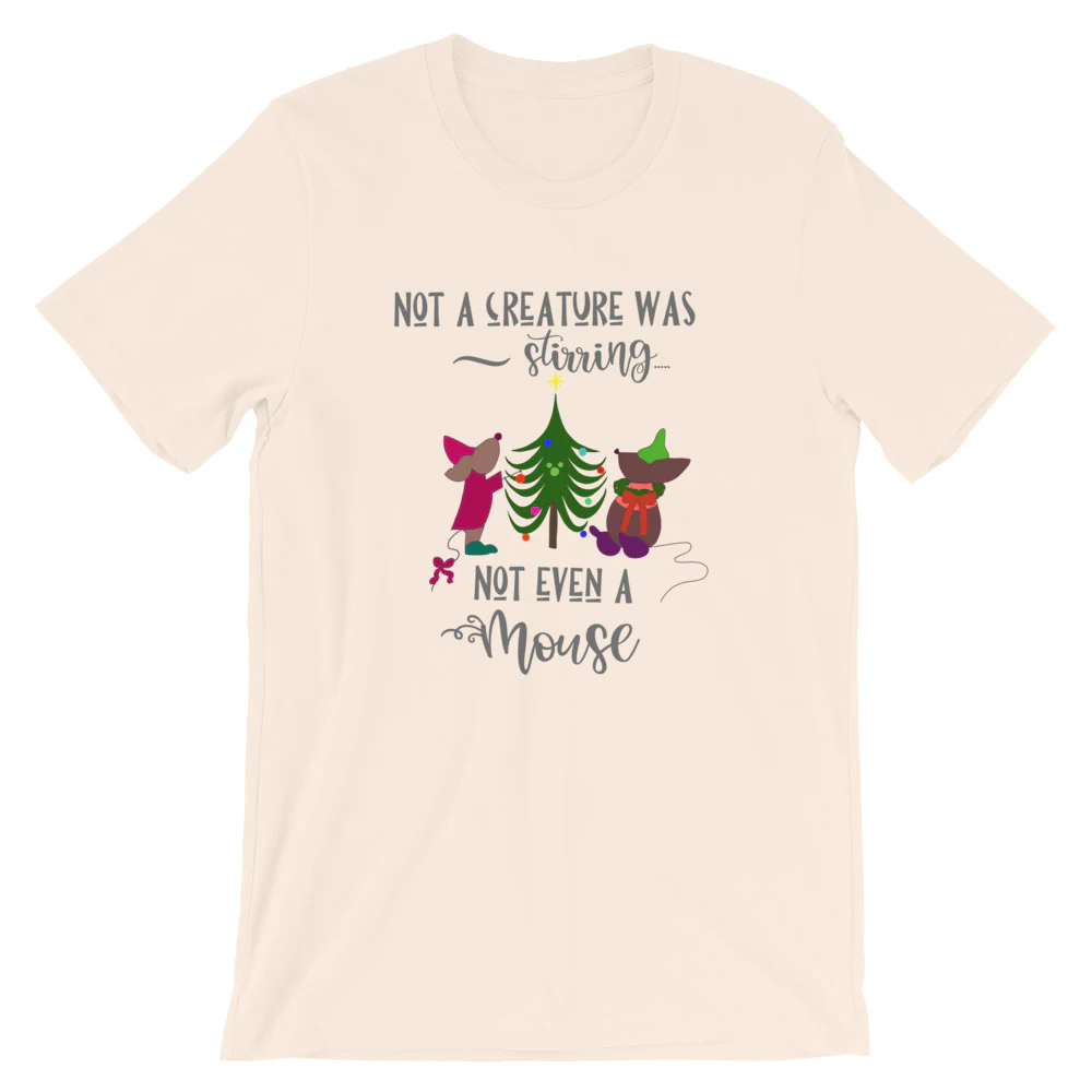 Disney Christmas Cinderella Jaq and Gus T-Shirt Disney Shirt Christmas Tree Short-Sleeve Unisex T-Shirt