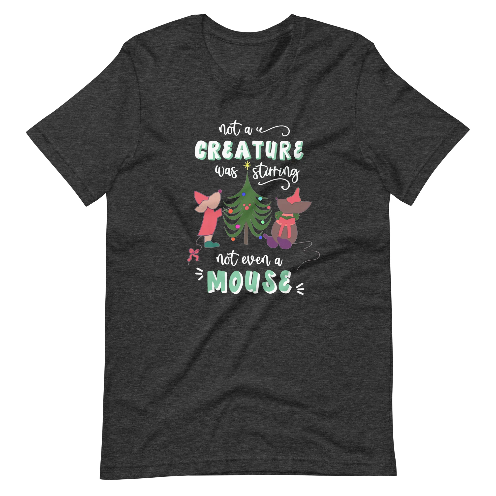 Disney Christmas Jaq and Gus T-Shirt Disney Cinderella Christmas Disney Shirt Christmas Tree Short-Sleeve Unisex T-Shirt