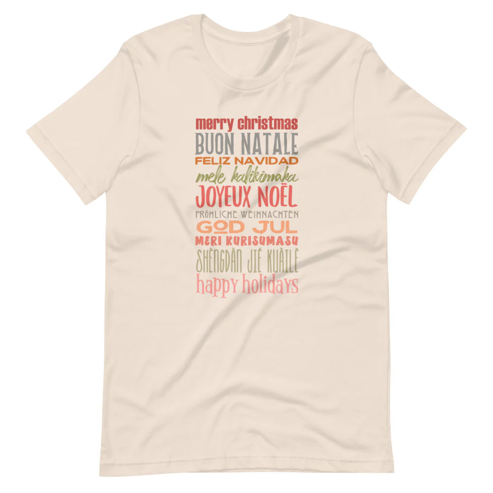 Christmas Greetings T-Shirt World Showcase Disney Shirt Many Languages EPCOT Word T-Shirt
