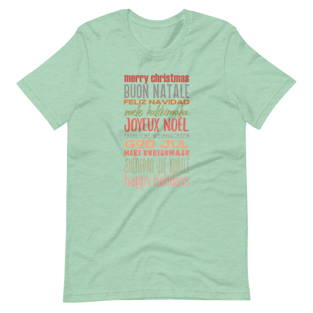 Christmas Greetings T-Shirt World Showcase Disney Shirt Many Languages EPCOT Word T-Shirt