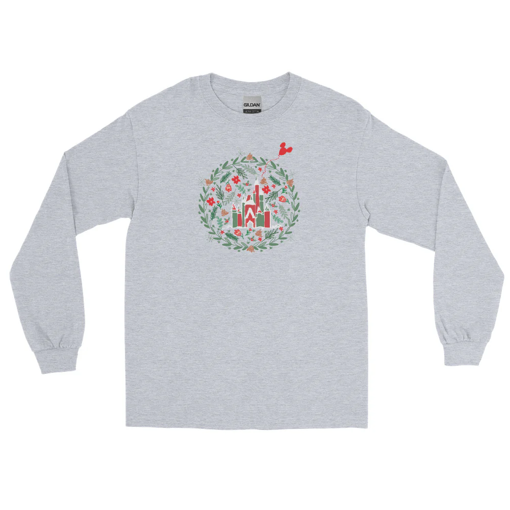 Cinderella's Castle Christmas Long Sleeve Shirt Christmas Garden Disney Holiday Long Sleeve Shirt