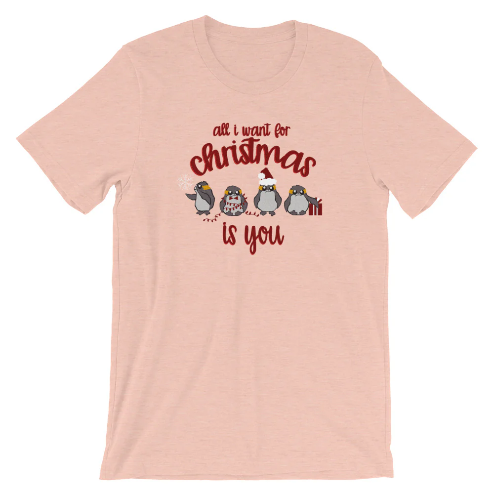 Christmas Star Wars Porg Unisex T-Shirt, All I want for Christmas is You.  Disney Inspired Tee