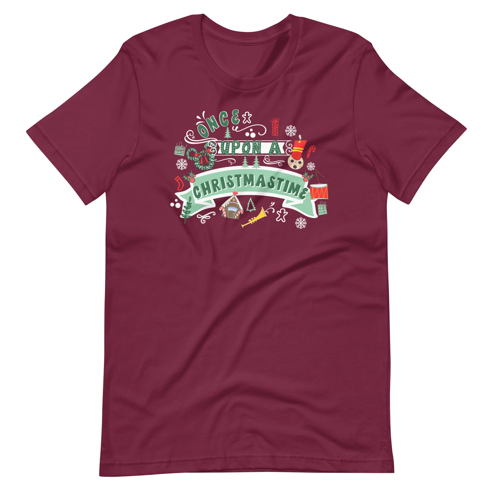 Disney Christmas T-Shirt Once Upon a Christmastime Holiday Short-Sleeve Unisex T-Shirt