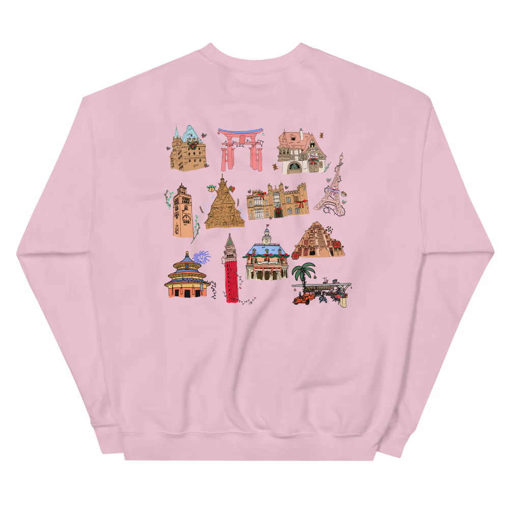 Epcot Holiday Sweatshirt Joy to the World Showcase Christmas Unisex Crew Sweatshirt